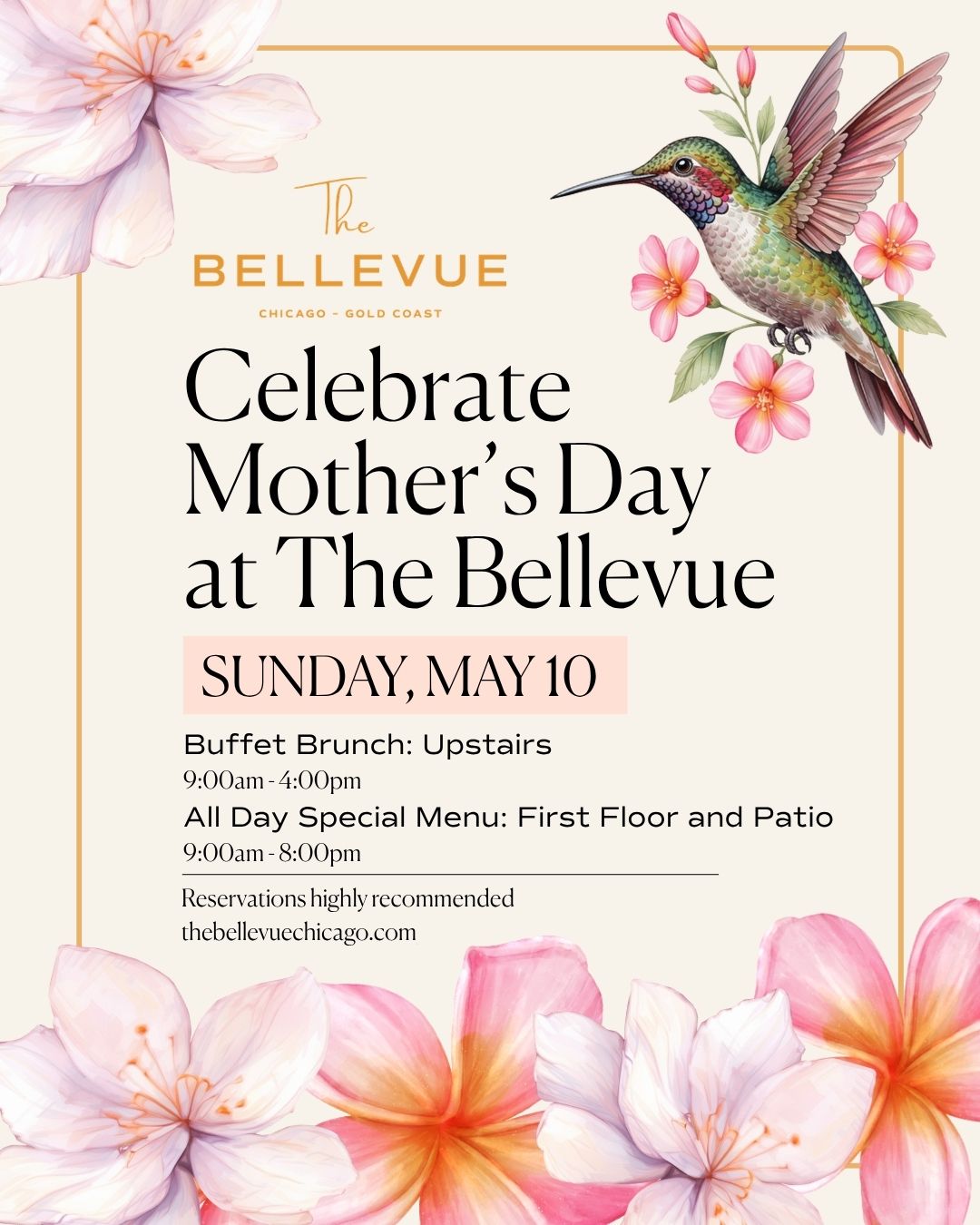 Celebrate Mother's Day at The Bellevue Chicago Gold Coast — brunch buffet and all-day dining on Sunday, May 10